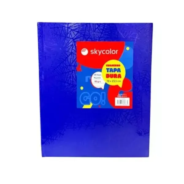 Cuaderno tapa dura skycolor clase 19x23,5 x48 hs.raya azul