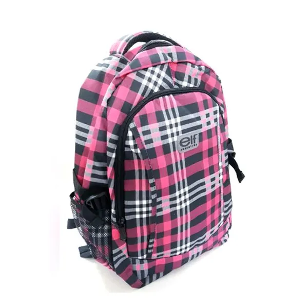 Mochila espalda 17" elf n.° 3457 lona cuadrille fucsia