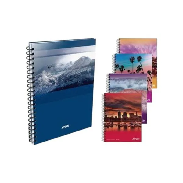 Cuaderno 16x21 cuadriculado tapa flexible con espiral 46 hojas avon surtido