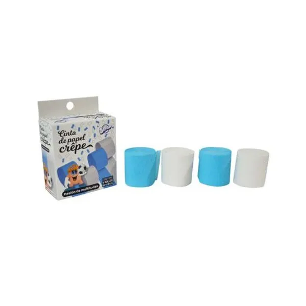Cinta de papel crepe celeste/blanco x4 rollos de 4.5cmx10m Sifap