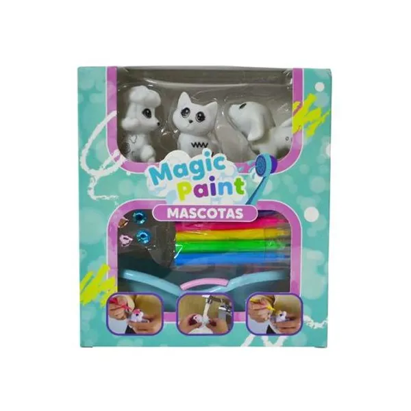 Mascotas para pintar lavable con accesorios en caja 17x19x9 cm