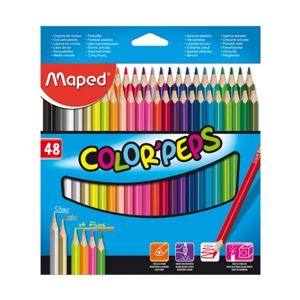 Lápices de colores Maped colorpeps largos x48 unid.