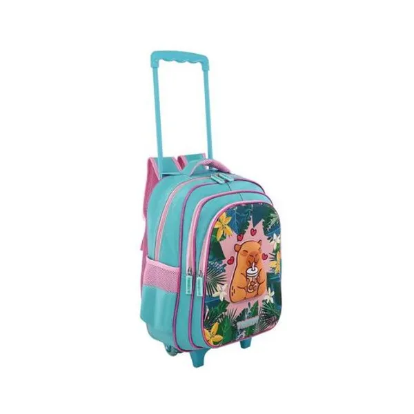 Mochila 16" con carro capibara 3d x unidad Trendy