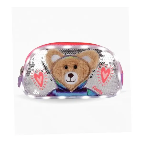 Cartuchera 2 cierres teddy con luz led 23x13x9 cm x unidad colores surtidosfooty