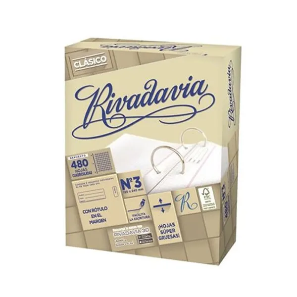 Repuesto esc.rivadavia tamaño carta clásico x480 hs.ray.sin banda