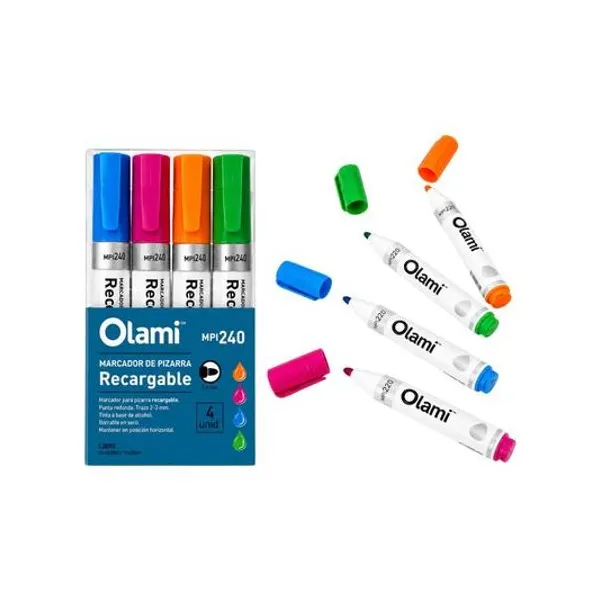 Marcador para pizarra recargable mpi240 caja x4 unidades olami - mpi 240