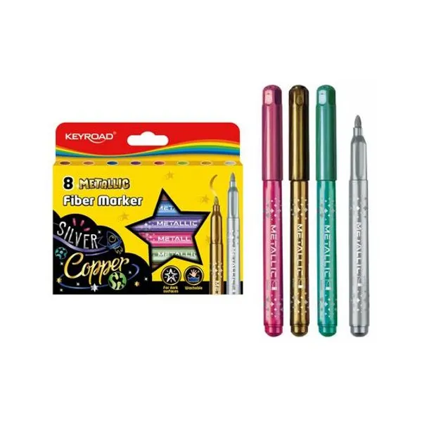 Marcador metalizado con glitter caja x8 unidades Keyroad