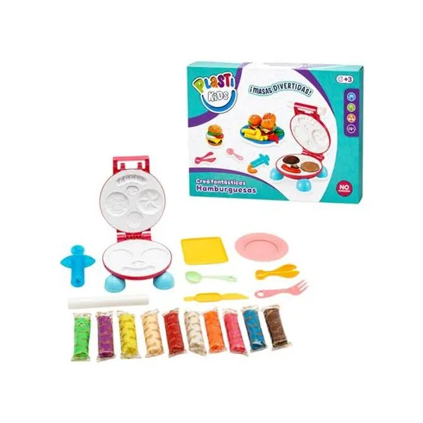 Set de masas hamburguesas con accesorios en caja 31x23x6 cm