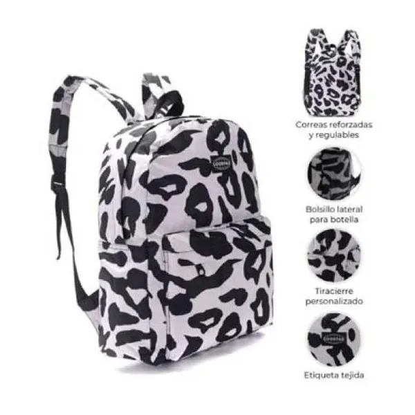 Mochila goodpak print animal print negro 43 x30 x17, 17