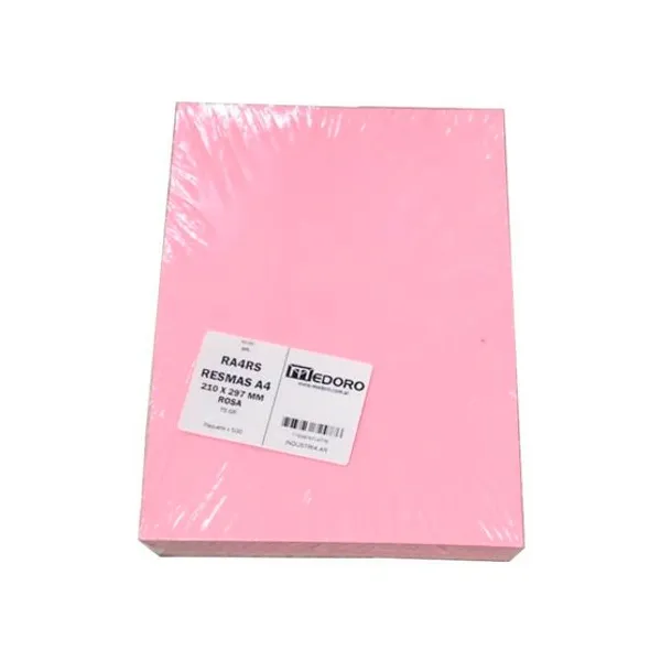 Resma papel medoro tamaño a4 75 grsx 500 hjs.rosa