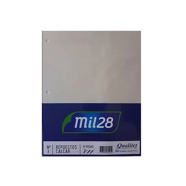 Repuesto de calcar carta n.° 3 8 hojas mil28