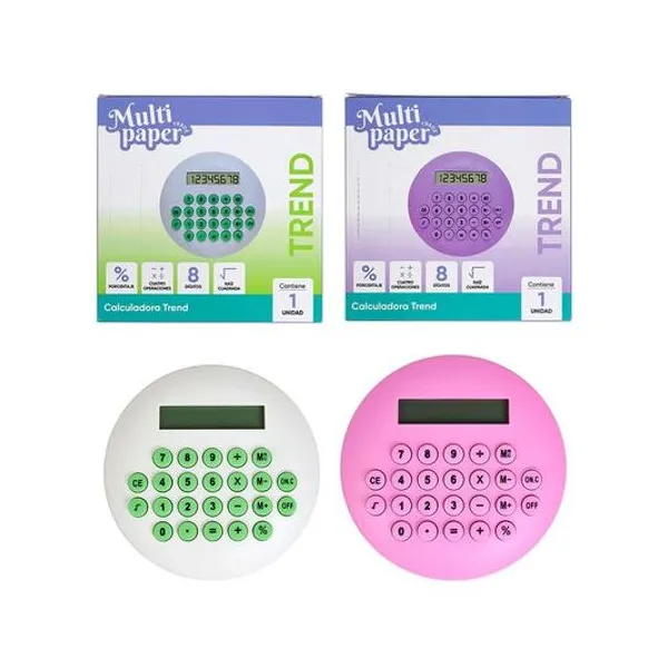 Calculadora 8 digitos circular trend 10 cm x1 colores surtidos multipaper