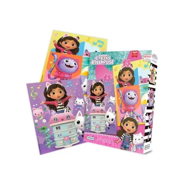 2 puzzles 24 y 36 piezas gabby