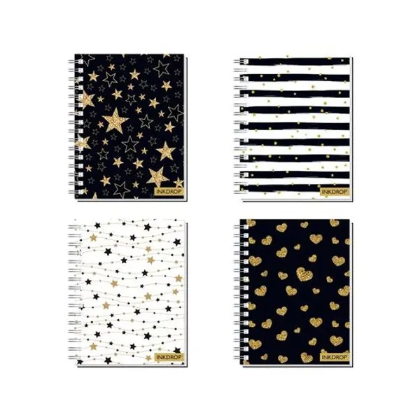 Cuaderno 16x21 cm rayado 100 hojas tapa dura con espiral gold style x1 inkdrop