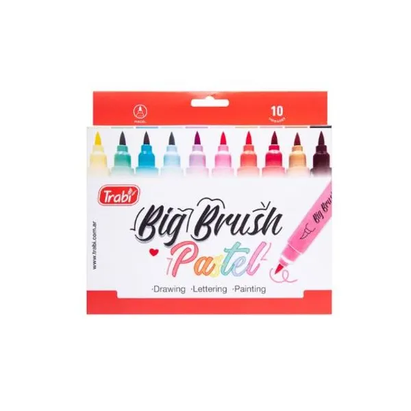 Marcadores trabi big brush (pincel) al agua pastel x10 col.surtidos