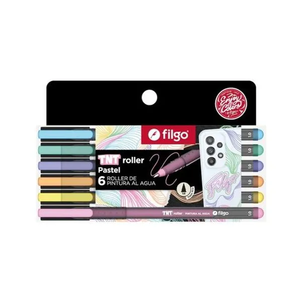 Marcador de pintura al agua tnt roller pastel 1.0 mm caja x6 unidades Filgo - tntrlr