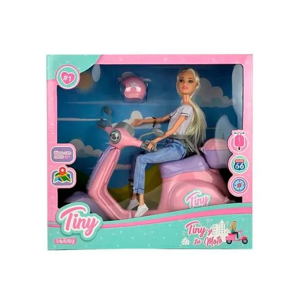Muñeca Tiny y su moto en caja 33x31x10 cm