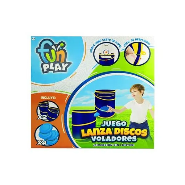 Juego lanza discos voladores en caja 43x43x6 cm