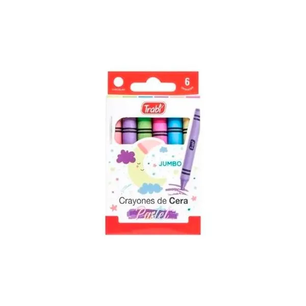 Crayón de cera jumbo pastel caja x6 unidades trabi - tr