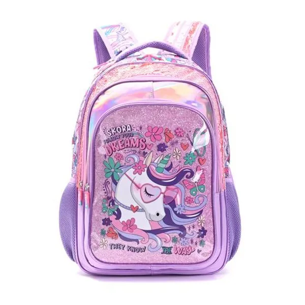 Mochila 18" espalda con llavero unicornio Skora