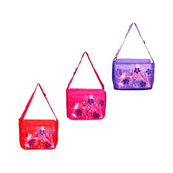Morral escolar flores40x25 cm x1 surtido