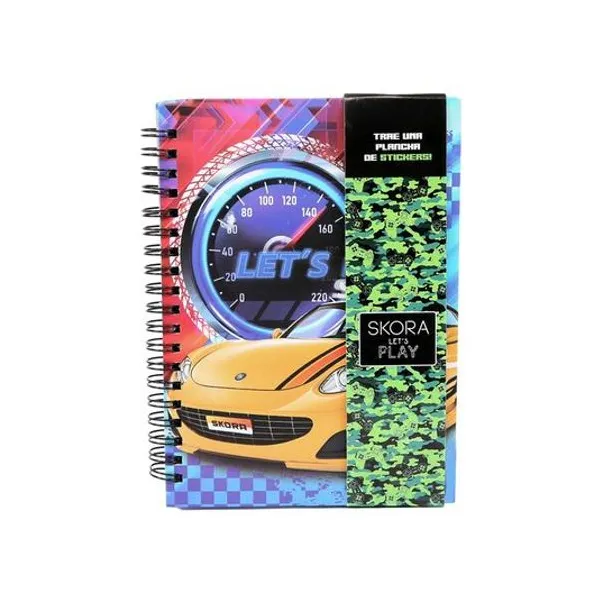 Cuaderno 18x13 cm rayado 80h tapa dura con espiral lets play Skora