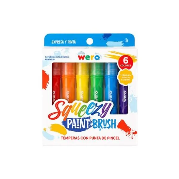 Témpera punta pincel 2 en 1 caja x6 Wero
