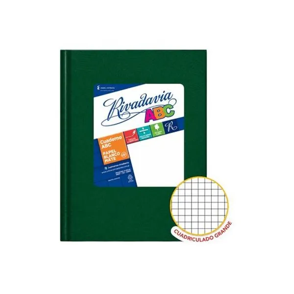 Cuaderno 19x23.5 cuad gde t/d abc verde 50h rivada