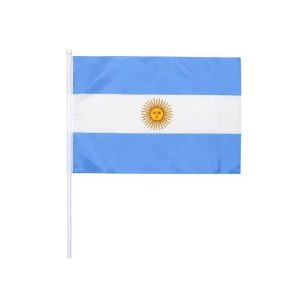 Bandera argentina poliester con palo 40x60 cm x unidad