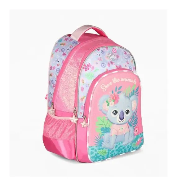 Mochila 18" espalda koala con luz led x unidad colores surtidos footy