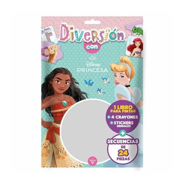 Libro para pintar con juego diversion con princesas en blister 15.5x23 cm