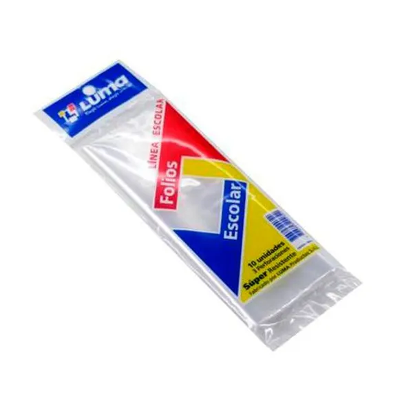 Folio escolar polietileno super 70 mic x10 luma