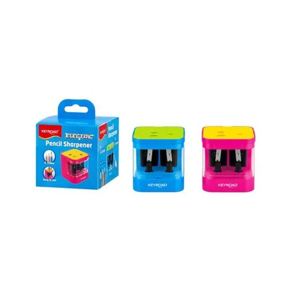 Sacapuntas eléctrico carga usb 2 orificios 6-12 mm 8x6x8 cm x1 colores surtidos Keyroad