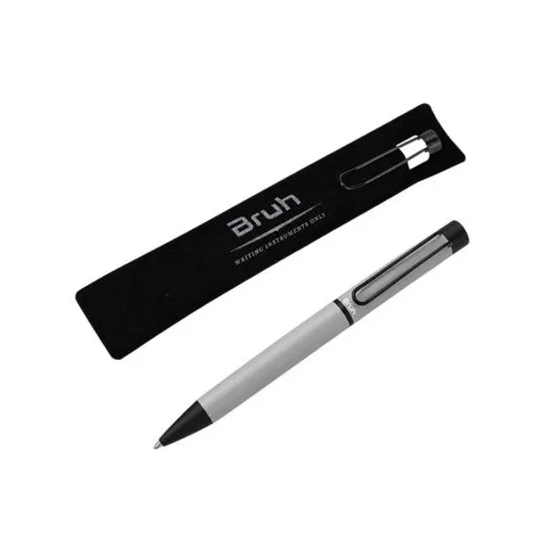 Bolígrafo retractil azul berlin cuerpo blanco con estuche de pana bruh