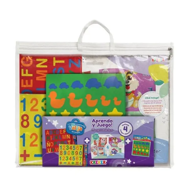 Aprendo y juego bolsa 30x40 cm de pvc cristal con cierre y manija