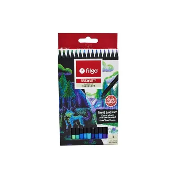 Lápiz de color largo supersoft landscape caja x15 Filgo