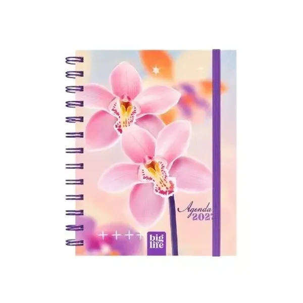 Agenda big life generica n.° 8 semanal espiral orquidea 2027