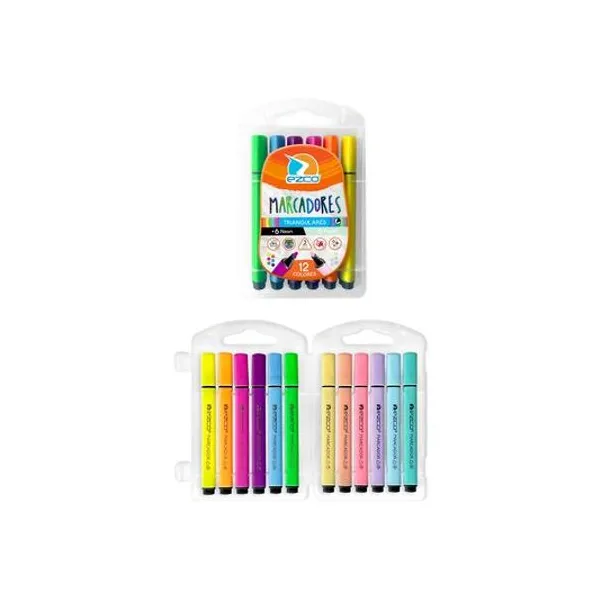 Marcador triangular 3 mm pastel/neon caja x12