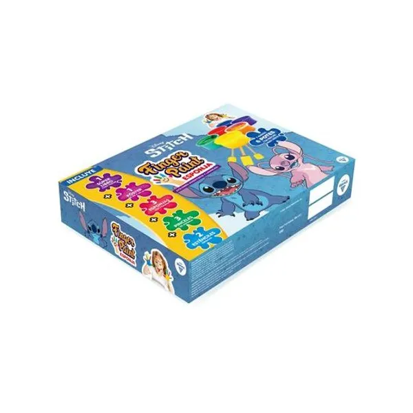Libro para pintar finger paint con pinturas Stitch en caja 28x22x5 cm