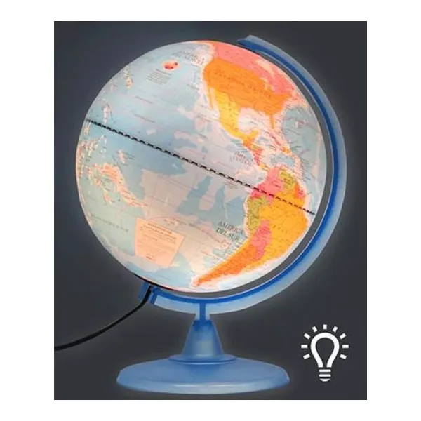 Globo terraqueo 20 cm base plástico con luz