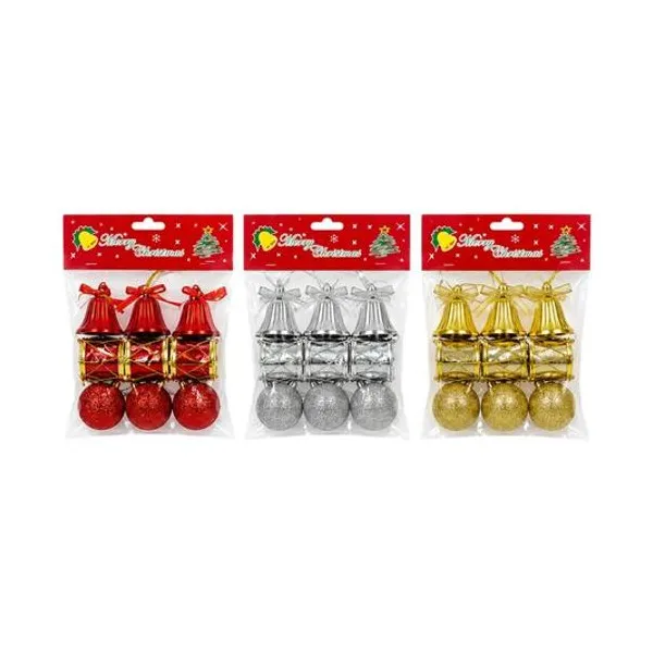 Set de adornos 3 cm x9 en bolsa colores surtidos