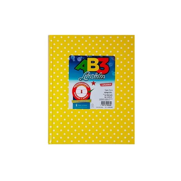 Cuaderno tapa dura Laprida ab3 19x23,5 x50hs.ray lun.amarillo