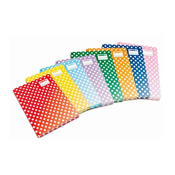 Cuaderno tapa dura América for.lunares x42 hs.ray.rojo