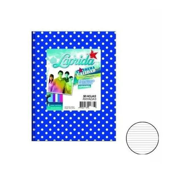 Cuaderno 16x21 rayado t/d lunares azul 50hj Laprida