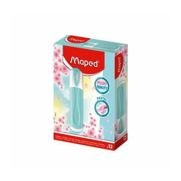 Resaltador chato pastel verde caja x12 Maped