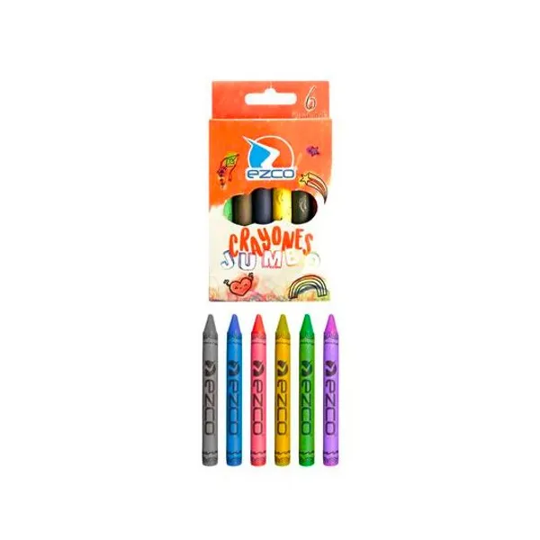 Crayón escolar jumbo de cera caja x6 unidades Ezco
