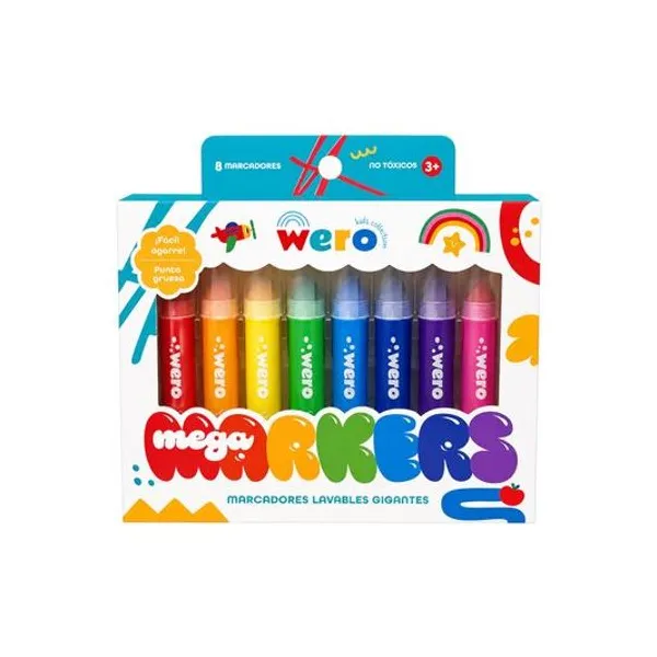 Marcadores gigantes lavables caja x8 Wero