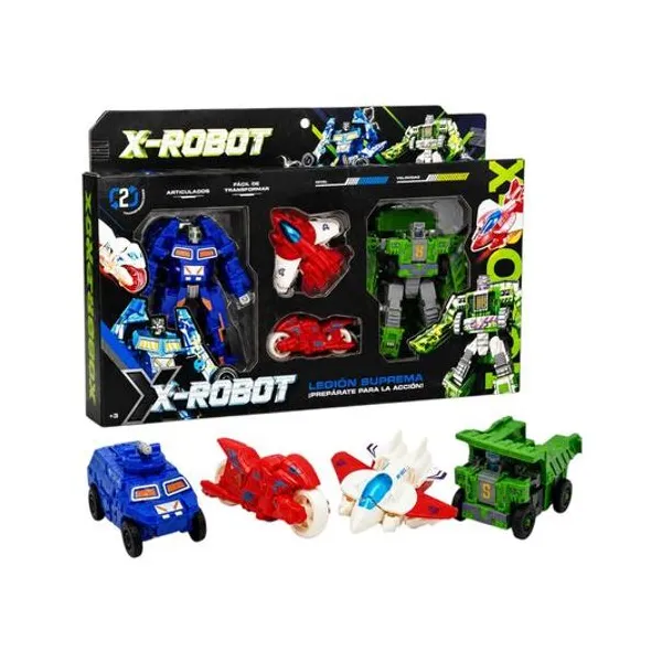 Robot transformer x2 con accesorios en caja 41x21x7 cm