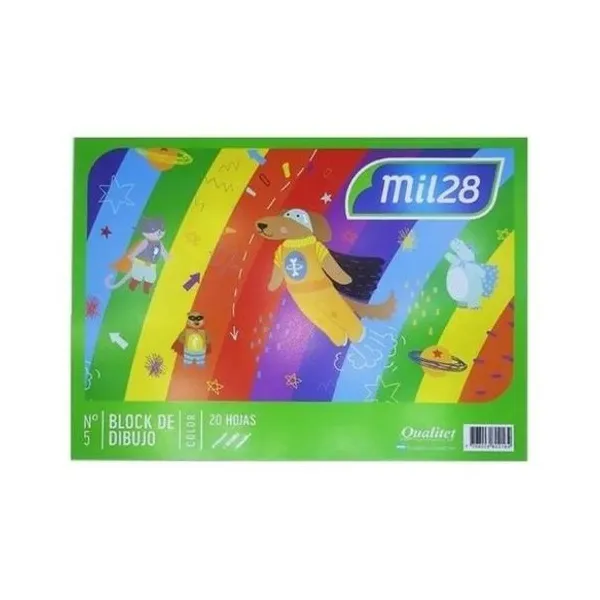 Block de dibujo oficio n.° 5 colores surtidos 20 hojas mil28