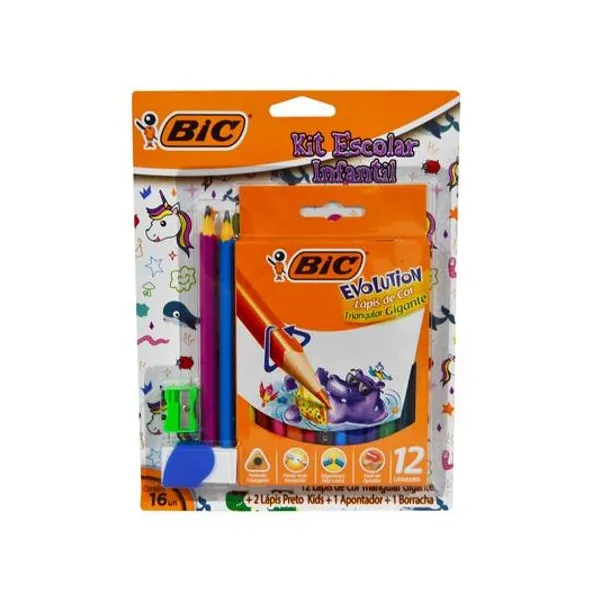 Kit escolar infantil con lápices jumbo x16 BIC